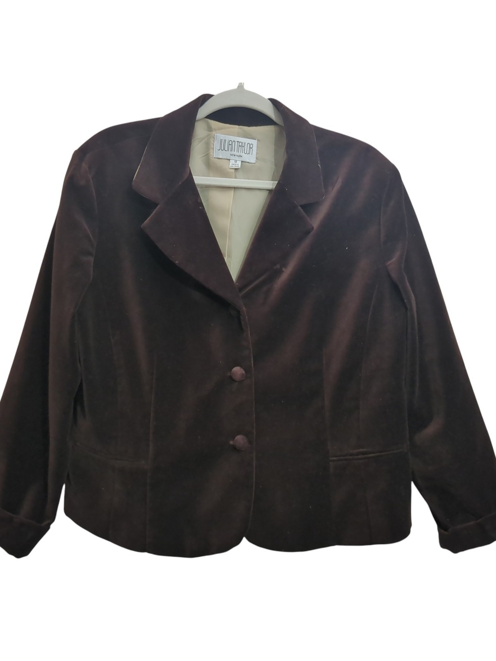Julian Taylor Dark Brown Velvet Two-Button Blazer